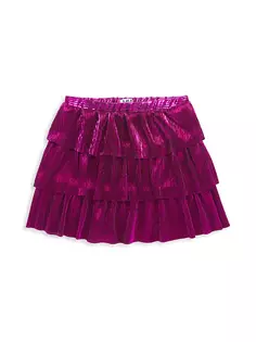 Плиссированная юбка металлизированного цвета для маленьких девочек и девочек Mia New York, цвет berry