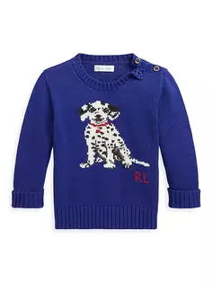 Хлопковый свитер с далматинским рисунком для мальчика Polo Ralph Lauren, цвет sporting royal