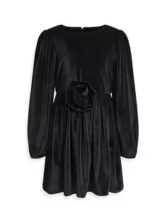 Велюровое мини-платье Hadless для девочек Bardot Junior, черный
