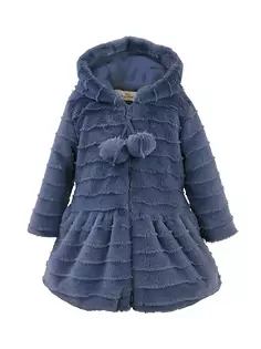 Пальто из искусственного меха с капюшоном и помпоном для маленькой девочки Widgeon, цвет navy lash stripe