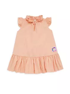 Джинсовое платье рыжего цвета с оборками для маленьких девочек и девочек Zimmermann Kids, цвет pink clay