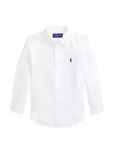 Льняная рубашка на пуговицах для маленьких мальчиков и мальчиков Polo Ralph Lauren, белый