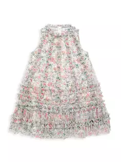 Платье А-силуэта из сетки с цветочным принтом для маленьких девочек и девочек Mac Duggal, мультиколор