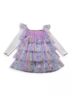 Многослойное платье-пачка с эффектом омбре для маленьких девочек, маленьких девочек и девочек Petite Hailey, фиолетовый