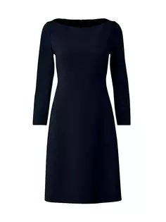 Двустороннее шерстяное платье А-силуэта с вырезом «лодочкой» Akris, темно-синий