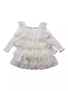Многослойное тюлевое платье с бабочками для маленьких девочек, маленьких девочек и девочек Petite Hailey, слоновая кость
