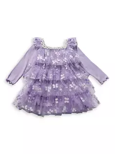 Многослойное тюлевое платье с бабочками для маленьких девочек, маленьких девочек и девочек Petite Hailey, фиолетовый