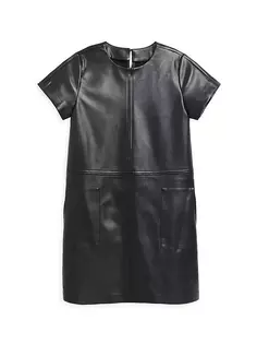 Платье из искусственной кожи для девочек Tractr, черный
