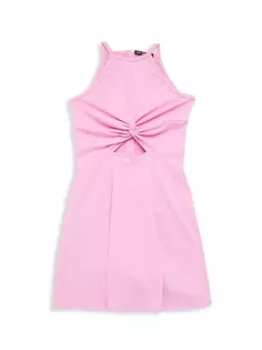 Платье с плиссированной юбкой Kimberly для девочек с завязочным узлом Miss Behave, розовый
