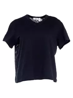 Укороченная футболка свободного кроя SS Slub с кружевной спинкой Wilt, черный