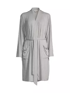 Короткий трикотажный халат Malibu с поясом Barefoot Dreams, серый