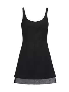 Шерстяное мини-платье Prada, черный