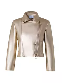 Байкерская куртка из искусственной кожи цвета металлик Akris Punto, золото