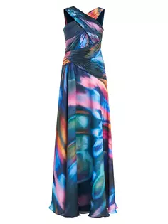 Платье Stacy с воротником халтер и принтом Theia, цвет luminous wings
