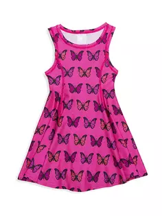 Платье плиссированной юбки с бабочкой в полутонах для маленькой девочки Terez, розовый