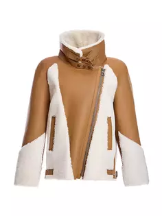 Байкерская куртка из окрашенной овчины ягненка Maximilian, цвет white caramel