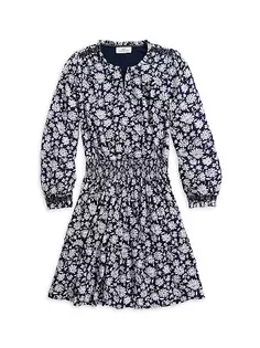 Платье с длинными рукавами и присборенными краями для маленьких девочек и девочек Vineyard Vines, цвет ivy floral