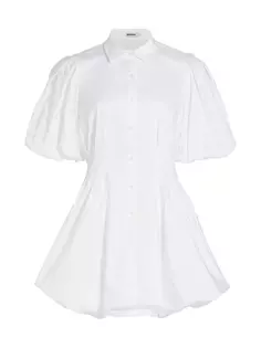Мини-платье Cleo с пышными рукавами и защипами Simkhai, белый