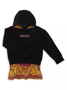 Платье-свитшот Barocco с логотипом для маленьких девочек и девочек Versace, цвет black waterlily pink