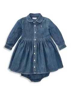 Джинсовое платье-рубашка для маленьких девочек Polo Ralph Lauren, индиго