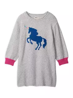 Платье-свитер с единорогом для маленьких девочек и девочек Hatley, серый
