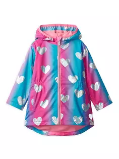 Куртка с эффектом омбре с блестящими сердечками для маленьких девочек и девочек Hatley, цвет raspberry rose