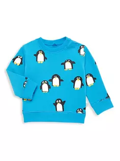 Хлопковый свитер с изображением пингвина для маленьких мальчиков Stella Mccartney Kids, синий