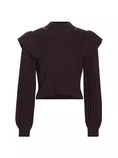 Укороченный свитер Kate из смесовой шерсти косой вязки Paige, цвет black cherry