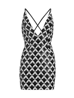 Мини-платье Berkley с треугольным вырезом и пайетками Ramy Brook, черный