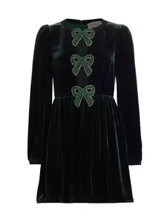 Мини-платье Camille с бантом спереди Saloni, цвет forest emerald bow