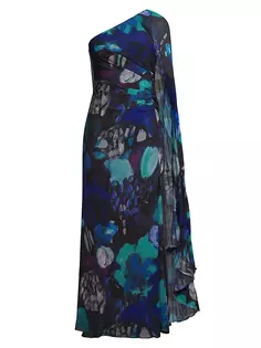 Шифоновое платье Abby с цветочным принтом Ungaro, синий