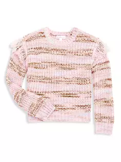 Полосатый вязаный свитер для девочки Design History, цвет peach sunset