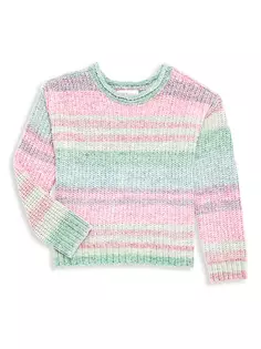 Полосатый вязаный свитер в рубчик для маленькой девочки Design History, цвет rainbow combo