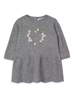 Платье-свитер с цветочной вышивкой для маленьких девочек и маленьких девочек Tartine Et Chocolat, серый