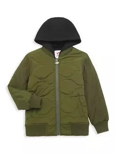 Многослойная куртка-бомбер с капюшоном для маленьких мальчиков и мальчиков Appaman, темно-оливковый
