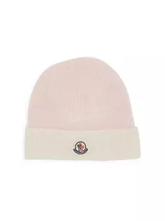 Детская шерстяная шапка с логотипом Moncler, розовый