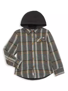 Рубашка в клетку Little Boy&apos;s &amp; Boy&apos;s Glen с капюшоном и пуговицами спереди Appaman, цвет woodland herringbone