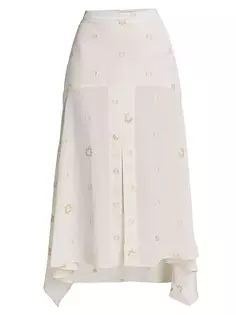 Юбка-миди с металлическим платком Stella Mccartney, цвет natural