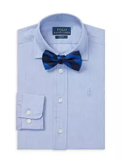 Классическая рубашка из ткани с длинными рукавами для маленьких мальчиков и мальчиков Polo Ralph Lauren, синий