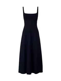 Расклешенное платье миди из крепа с квадратным вырезом Scanlan Theodore, темно-синий