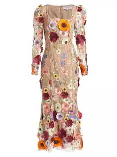 Платье миди Rumi с цветочной вышивкой Elliatt, мультиколор