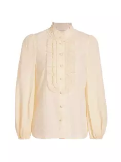 Хлопковая блузка August в швейцарский горошек Zimmermann, цвет cream