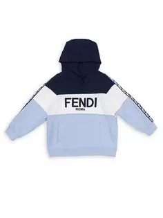 Толстовка с цветными блоками и логотипом для мальчиков Fendi, синий