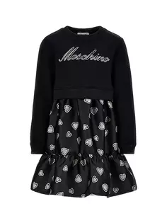 Платье-толстовка с логотипом в форме сердца для маленьких девочек и девочек Moschino, черный