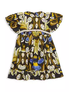 Платье с кружевной отделкой и абстрактным принтом для маленьких девочек, маленьких девочек и девочек Elisamama, мультиколор