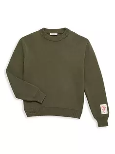 Вязаный свитер для маленьких мальчиков с круглым вырезом Golden Goose, цвет ivy green