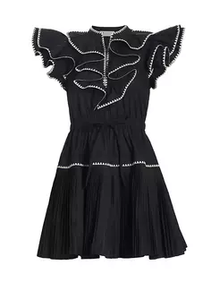 Хлопковое мини-платье Athene с оборками Ulla Johnson, цвет noir