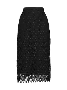 Кружевная юбка миди Karolina с люверсами Simkhai, черный