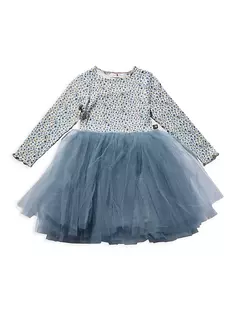Винтажное платье-пачка с цветочным узором для маленьких девочек, маленьких девочек и девочек Petite Hailey, синий