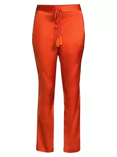 Шелковые пижамные брюки с завязками Natori, цвет nectarine